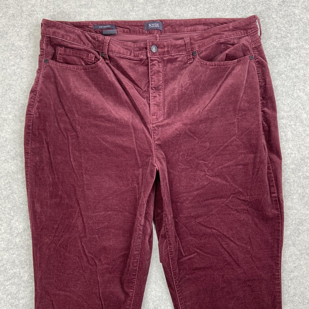 NYDJ Ami Skinny Corduroy Jeans Womens 22W (41x28) Red High Rise Lift Tuck